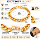 Gold Plated Anti-Tarnish Classic Cuban Link Bracelet for Men & Boys
