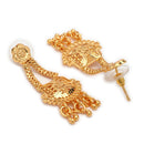 ZENEME Gold Plated Alloy Leaf Trail Ethnic Temple Necklace Set with Matching Earring Jewellery Set For Women & Girls