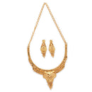 ZENEME Gold Plated Alloy Leaf Cluster Traditional Temple Necklace Set with Matching Earring Jewellery Set For Women & Girls