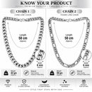 Silver Plated Chunky Cuban & Curb Link Chain Combo for Men & Boys