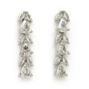Rhodium Plated Silver Toned Teardrop Shaped White American Diamond Studded Jewellery Set