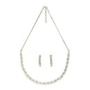 Rhodium Plated Silver Toned Teardrop Shaped White American Diamond Studded Jewellery Set