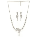 Rhodium Plated Silver Toned White American Diamond Studded Jewellery Set