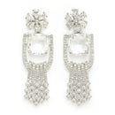 Rhodium Plated Silver Toned White American Diamond Studded Jewellery Set