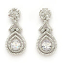 Rhodium Plated Silver Toned White American Diamond Studded Jewellery Set