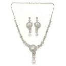 Rhodium Plated Silver Toned White American Diamond Studded Jewellery SeT