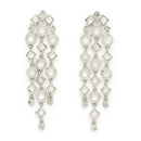 Rhodium Plated Silver Toned Geometrical Shaped White American Diamond Studded Jewellery Set