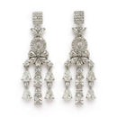 Rhodium Plated Silver Toned White American Diamond Studded Jewellery Set