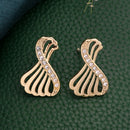 Stylish Twist Gold Plated Cubic Zirconia Studded Stud Earrings