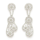 Rhodium Plated Silver Toned Floral Shaped White American Diamond Studded Jewellery Set