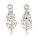 Rhodium Plated Silver Toned Crescent Shaped White American Diamond Studded Jewellery Set