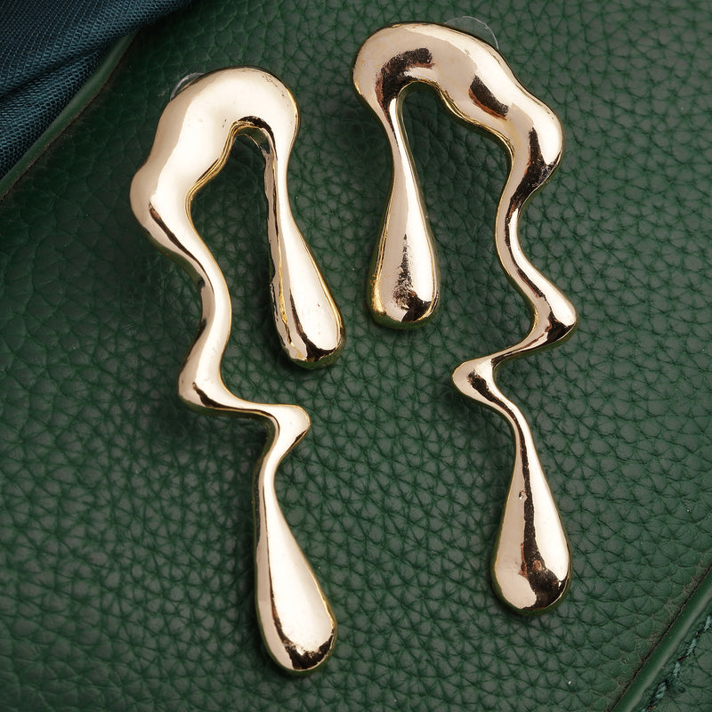 Gold Plated Abstract Drip Stylish Earrings