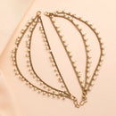 Traditional Gold Plated White Pearl Beaded Multi Layered Ear Chain Earrings