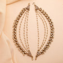 Traditional Gold Plated White Kundan Pearl Beaded Multi Layered Ear Chain Earrings