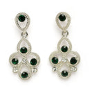 Rhodium Plated Silver Toned Teardrop Shaped Cubic Zirconia Studded Jewellery Set