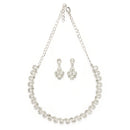 Rhodium Plated Silver Toned Teardrop Shaped White Cubic Zirconia Studded Jewellery Set
