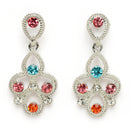 Rhodium Plated Silver Toned Teardrop Shaped Multicolor Cubic Zirconia Studded Jewellery Set