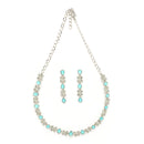 Rhodium Plated Silver Toned Butterfly Shaped Blue Cubic Zirconia Studded Jewellery Set