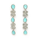 Rhodium Plated Silver Toned Butterfly Shaped Blue Cubic Zirconia Studded Jewellery Set