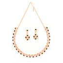 Rose Gold Plated Teardrop Shaped Cubic Zirconia Studded Necklace With Earrings Jewellery Set