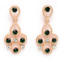 Rose Gold Plated Teardrop Shaped Cubic Zirconia Studded Necklace With Earrings Jewellery Set