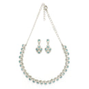 Rhodium Plated Silver Toned Teardrop Shaped Blue Cubic Zirconia Studded Jewellery Set