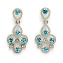 Rhodium Plated Silver Toned Teardrop Shaped Blue Cubic Zirconia Studded Jewellery Set