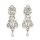 Rhodium Plated Silver Toned Teardrop White American Diamond Studded Jewellery Set