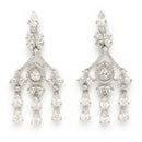 Rhodium Plated Silver Toned Teardrop Shaped White American Diamond Studded Jewellery Set