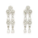 Rhodium Plated Silver Toned Geometrical Shaped White American Diamond Studded Jewellery Set