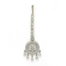 Rhodium Plated Silver Toned White American Diamond  Maang Tikka with Elegant Dangling Stones