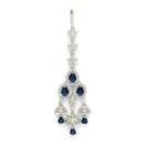 Rhodium Plated Silver Toned Blue & White American Diamond Bridal Maang Tikka With Dangling Teardrop Stones