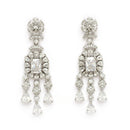 Rhodium Plated Silver Toned Teardrop Shaped White American Diamond Studded Jewellery Set