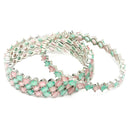 Rhodium Plated Silver Toned Sea Green & Pink Rectangle AD Studded Set Of 4 Stylish Bangles