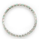 Rhodium Plated Silver Toned Sea Green & Pink Rectangle AD Studded Set Of 4 Stylish Bangles