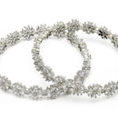 Rhodium Plated Silver Toned White AD Studded Set Of 2 Stylish Floral Design Bangles