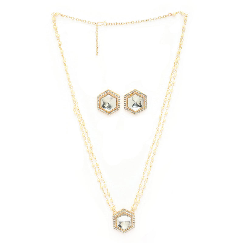 Gold Plate Kundan & Pearl Studded Jewellery Set