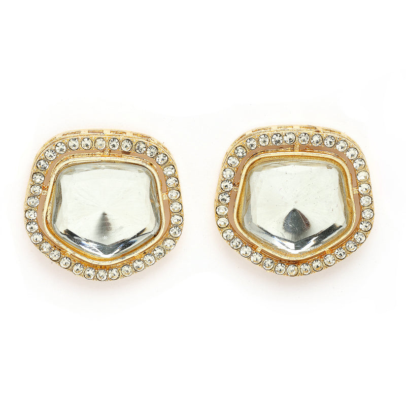 Gold Plate Kundan & Pearl Studded White Jewellery Set