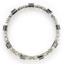 Rhodium Plated Silver Toned Royal Blue Square AD Studded Set Of 2 Floral Stylish Bangles