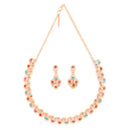 Rose Gold Plated Teardrop Shaped Multicolor Cubic Zirconia Studded Jewellery Set