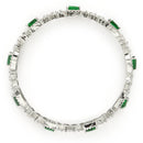 Rhodium Plated Silver Toned Green Square AD Studded Set Of 2 Floral Stylish Bangles