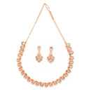 Rose Gold Plated Teardrop Shaped White Cubic Zirconia Studded Jewellery Set