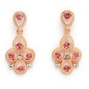 Rose Gold Plated Teardrop Shaped Pink Cubic Zirconia Studded Jewellery Set