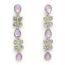 Rhodium Plated Silver Toned Butterfly Shaped Lavender Cubic Zirconia Studded Jewellery Set