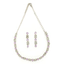 Rhodium Plated Silver Toned Butterfly Shaped Lavender Cubic Zirconia Studded Jewellery Set