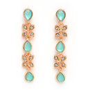 Rose Gold Plated Butterfly Shaped Blue Cubic Zirconia Studded Jewellery Set