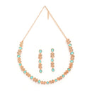 Rose Gold Plated Butterfly Shaped Blue Cubic Zirconia Studded Jewellery Set