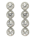 Rhodium Plated Silver Toned with White American Diamonds Dangler earrings