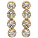 Gold Plated with White Round American Diamond Dangler Earrings