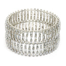 Rhodium Plated Silver Toned White Cubic Zirconia Studded Bangles Set Of 2
